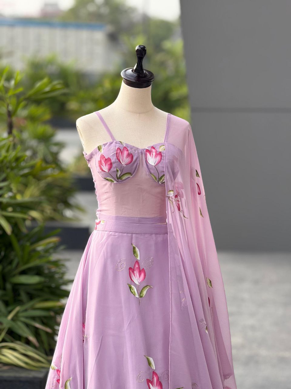 Party Wear Lehenga Choli – Mauve Pure Georgette | Anarkalion