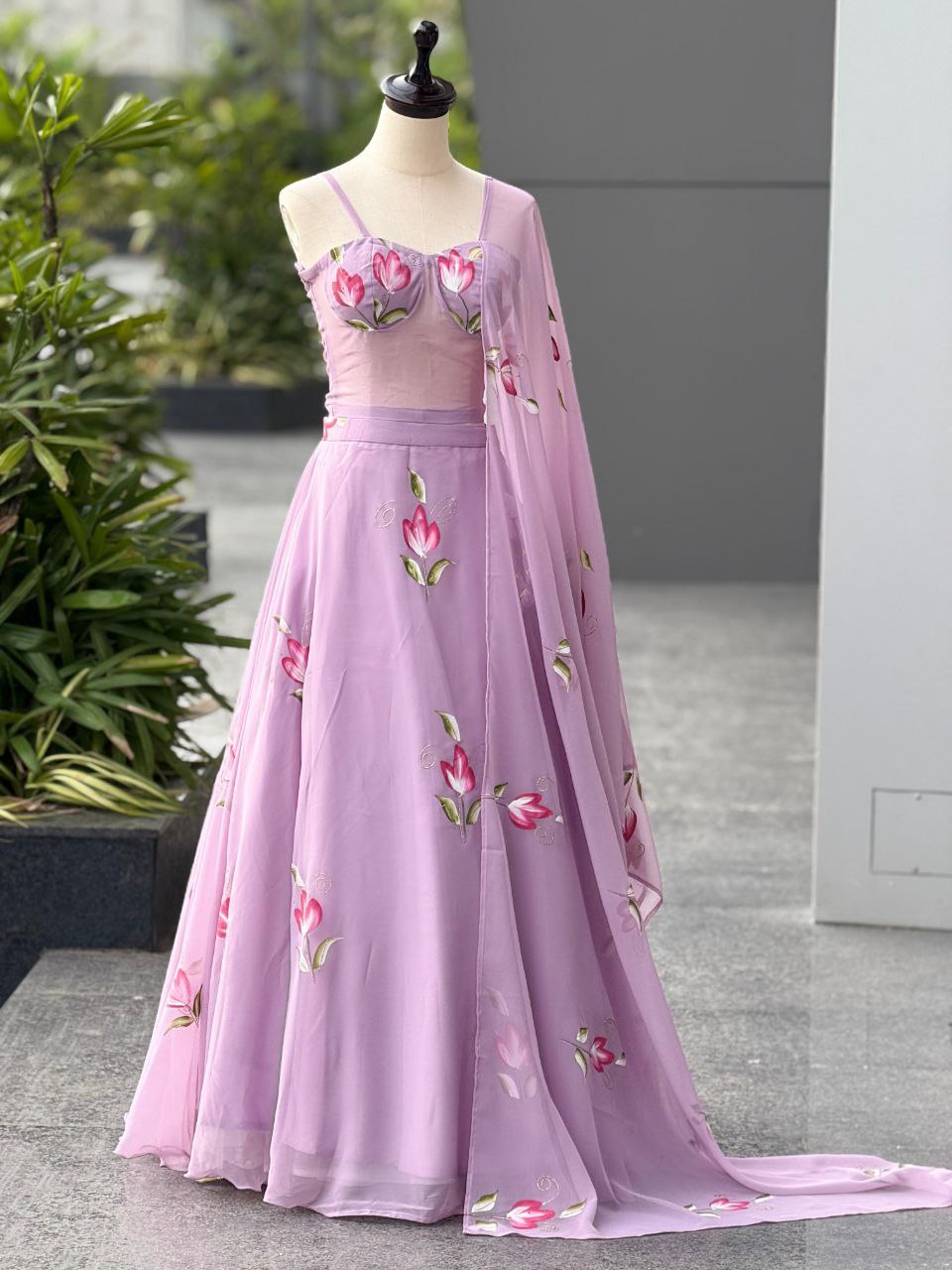 Party Wear Lehenga Choli – Mauve Pure Georgette | Anarkalion