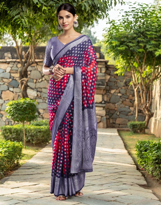 Pink Color Georgette Saree with Jacquard Work