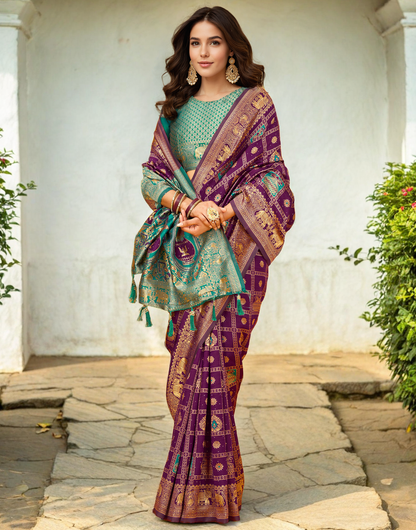 Magenta Color Silk Weaving Work Paithani Designer Saree