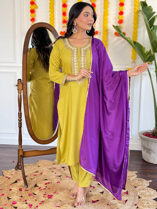 Liril Color Rayon Slub Kurti Pant Set