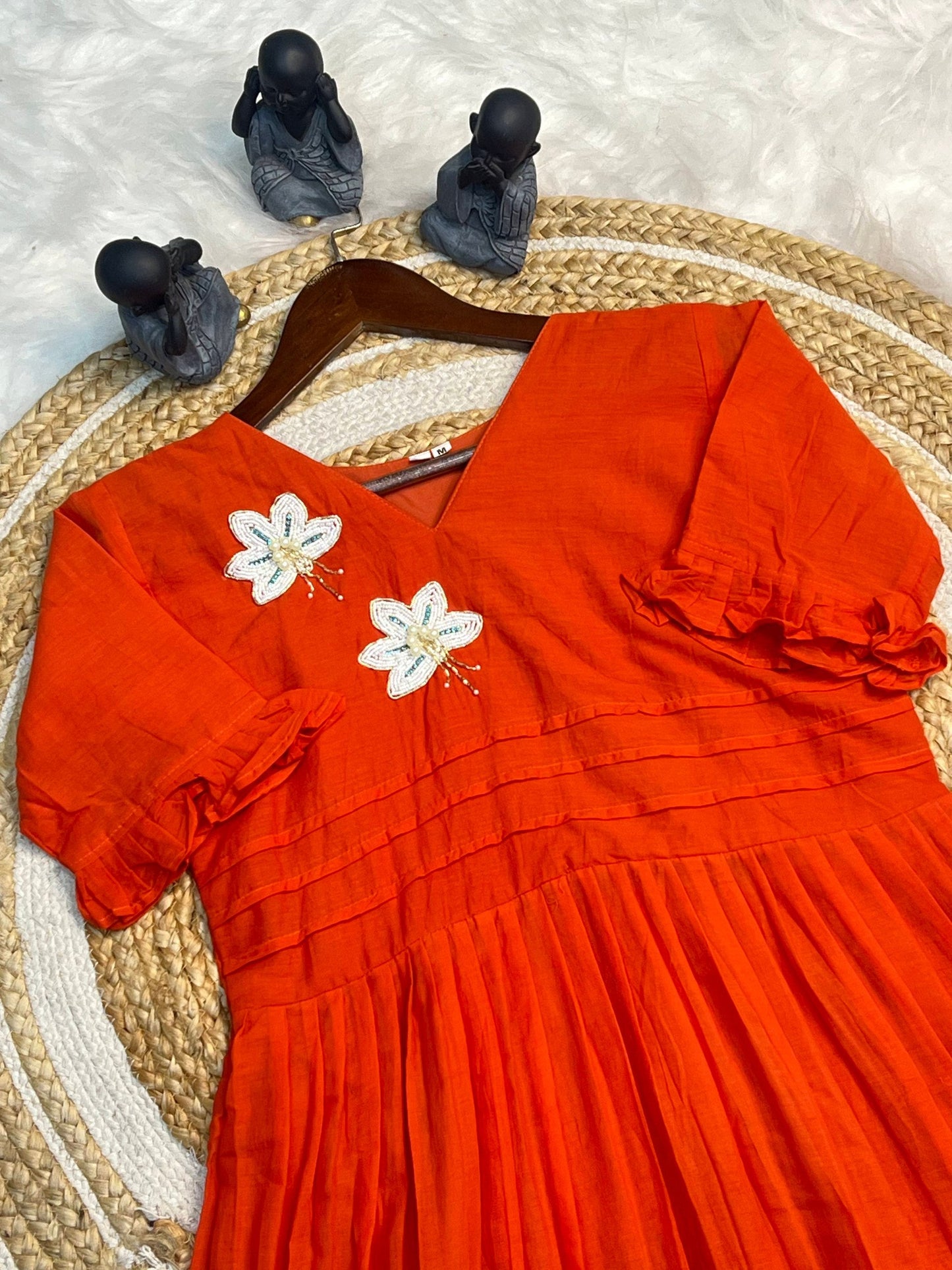 New Amazing Orange Color Hand Maggam Work Kurti