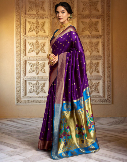 New Purple Color Silk Weaving Work Paithani Saree
