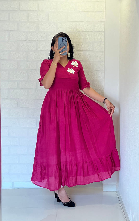 New Amazing Pink Color Hand Maggam Work Kurti