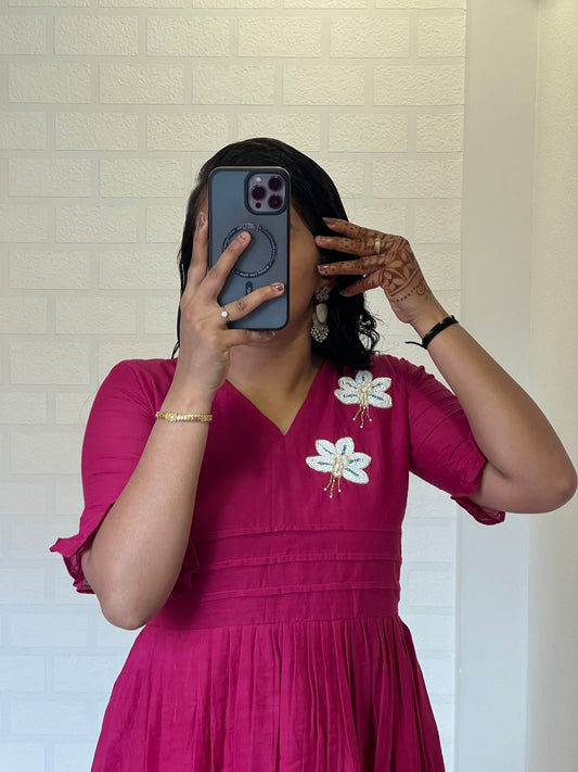 New Amazing Pink Color Hand Maggam Work Kurti