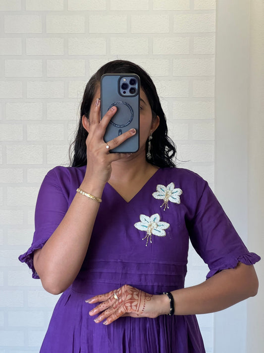 New Amazing Purple Color Hand Maggam Work Kurti