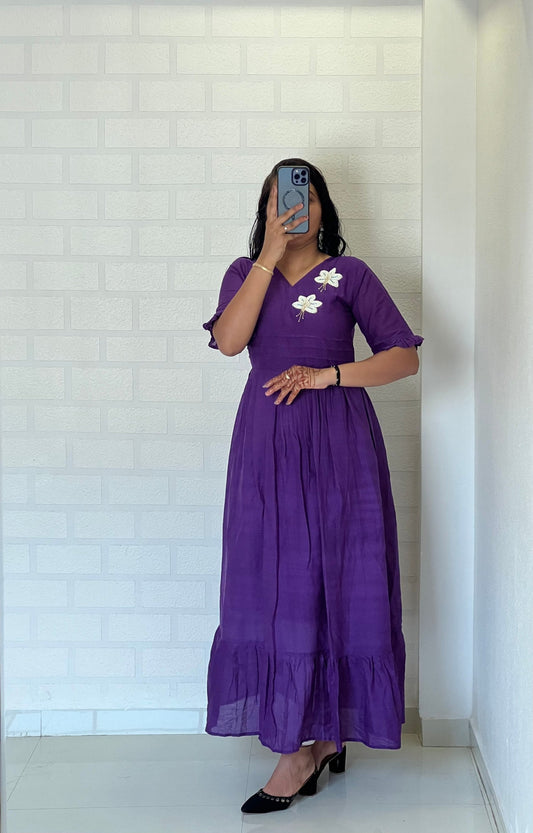 New Amazing Purple Color Hand Maggam Work Kurti
