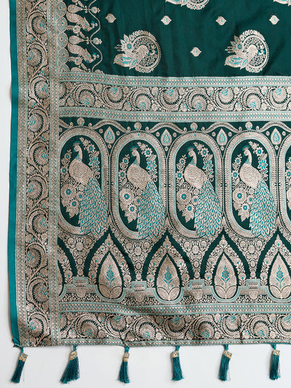 Premium Soft Silk  Saree with Rich Zari Work (Rama)