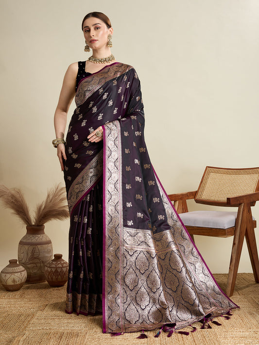 Designer Silk Saree with Rich Zari Weaving & Tassel Pallu (Magenta)