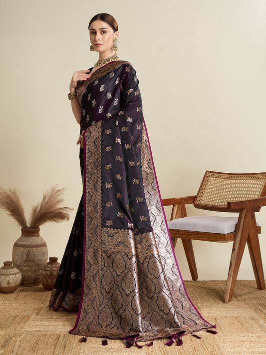 Designer Silk Saree with Rich Zari Weaving & Tassel Pallu (Magenta)