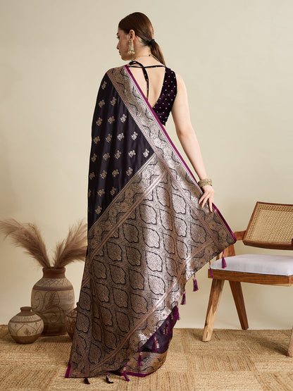 Designer Silk Saree with Rich Zari Weaving & Tassel Pallu (Magenta)
