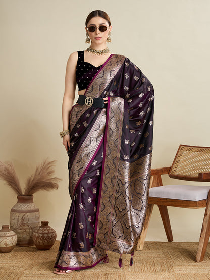 Designer Silk Saree with Rich Zari Weaving & Tassel Pallu (Magenta)