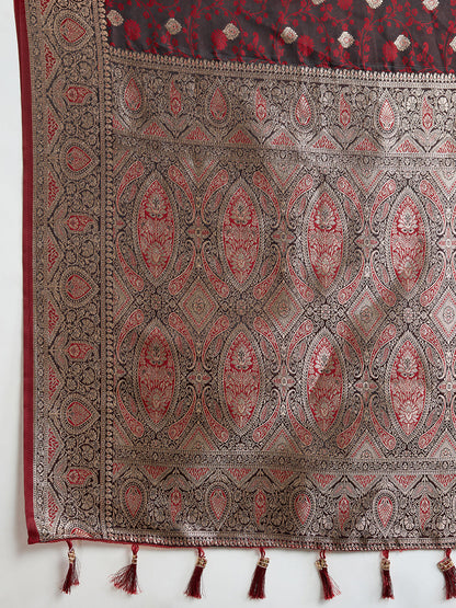 Maroon Color Soft Silk Zari Weaving Saree with Designer Blouse