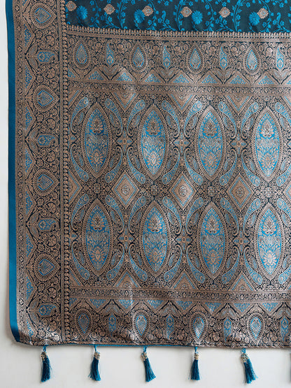 Tarquolse Color Soft Silk Zari Weaving Saree with Designer Blouse