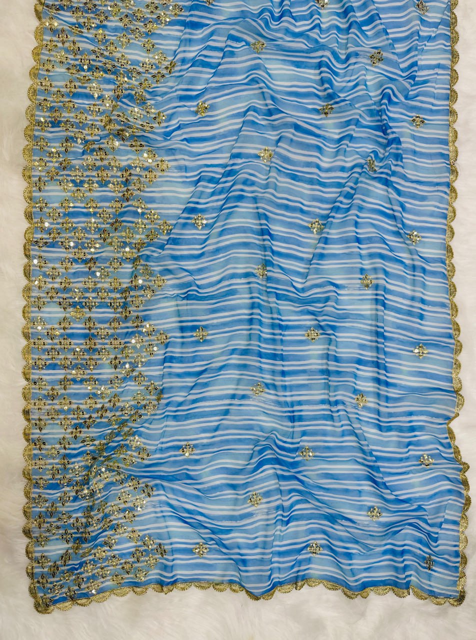 New Partywear Skyblue Color Saree