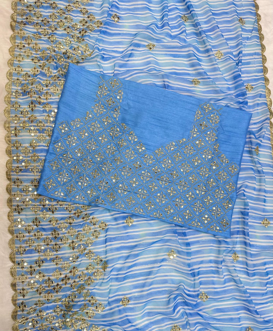 New Partywear Skyblue Color Saree