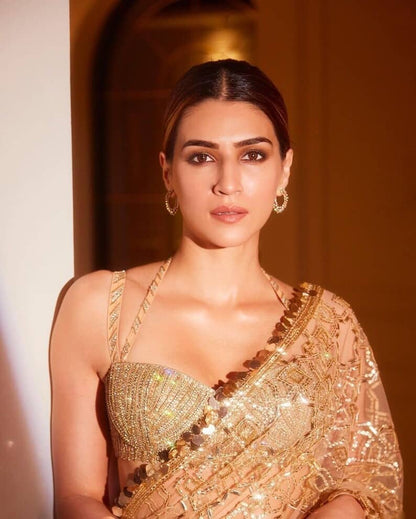 Bollywood Beautiful Amazing Party Wear Gold Saree
