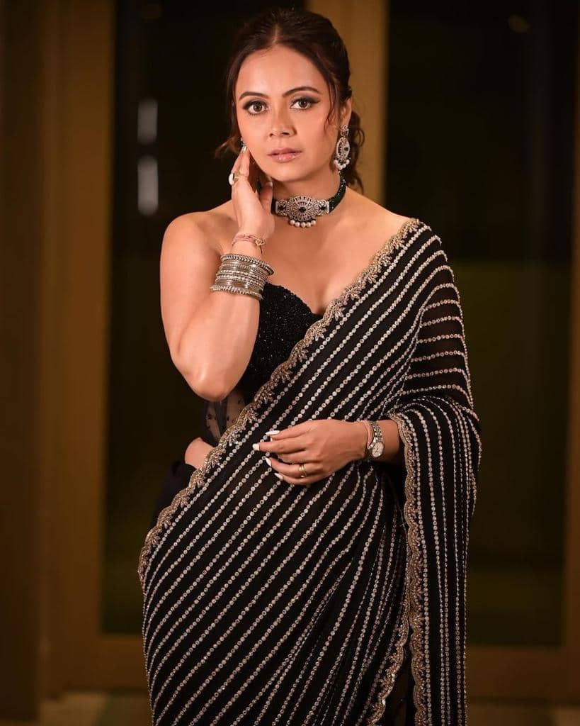 Black Color Georgette Party Wear Occasional Saree