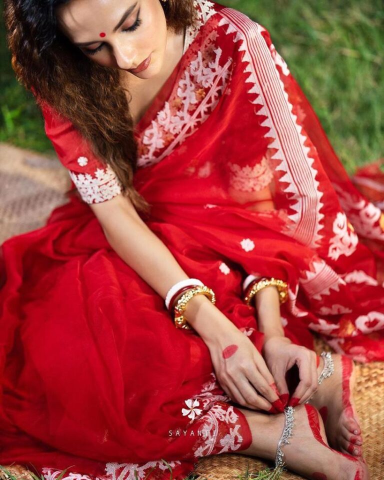 Amazing Party Wear Red Color Organza Saree