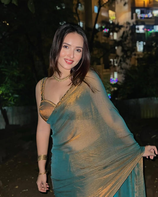 Amazing New Trending Rich Chiffon Light Green Color Party wear saree