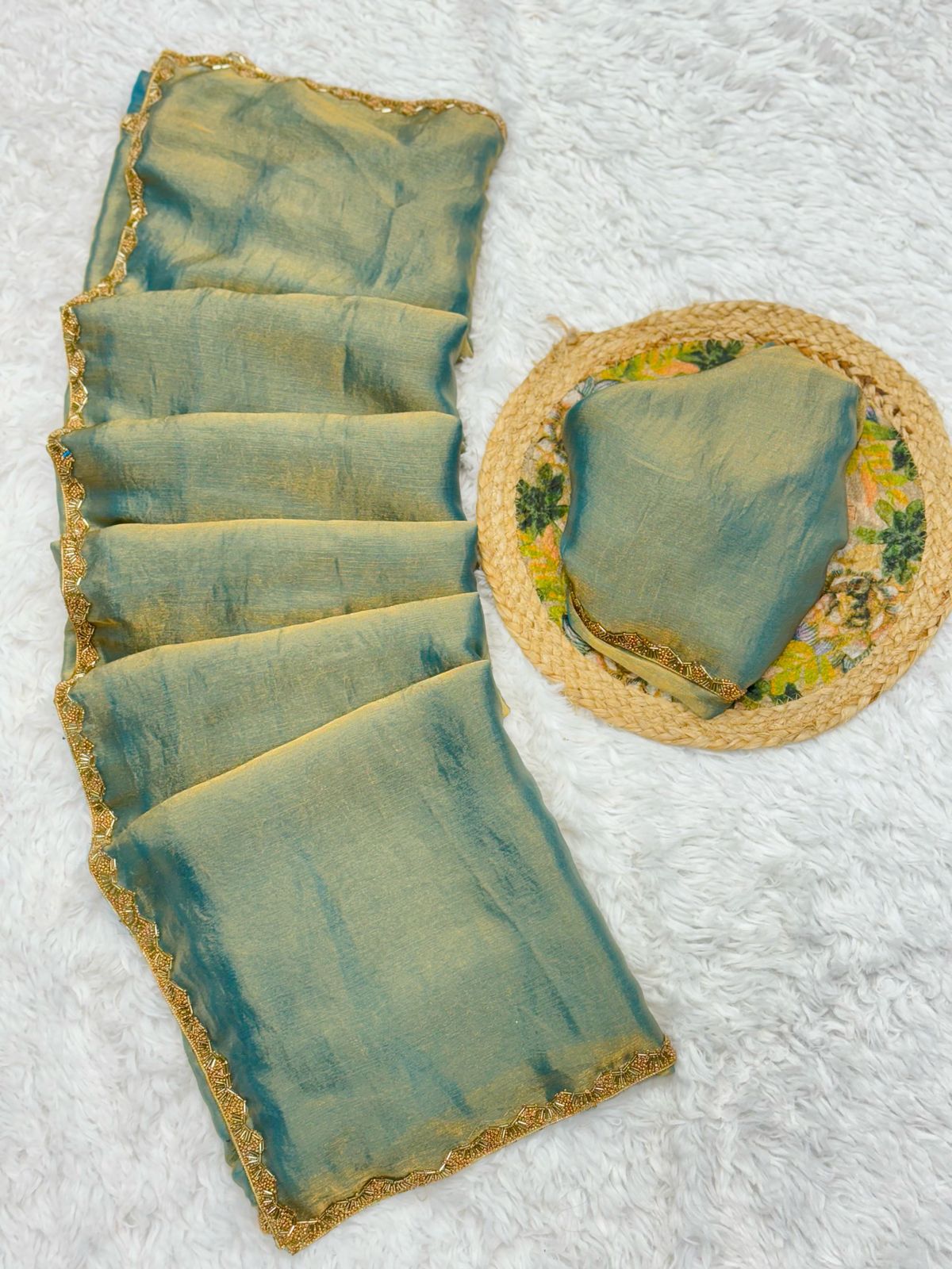 Amazing New Trending Rich Chiffon Light Green Color Party wear saree