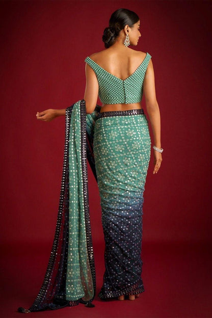 Sky blue Color Soft georgette padding fabric Saree