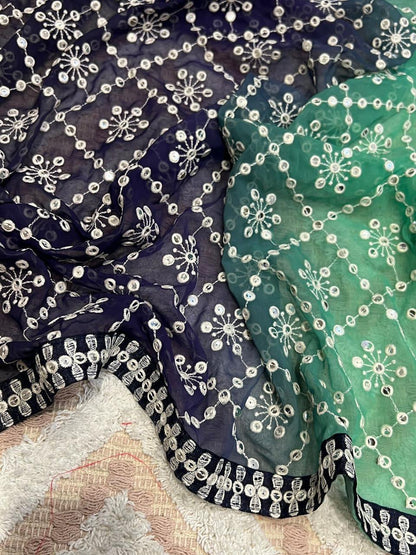 Sky blue Color Soft georgette padding fabric Saree