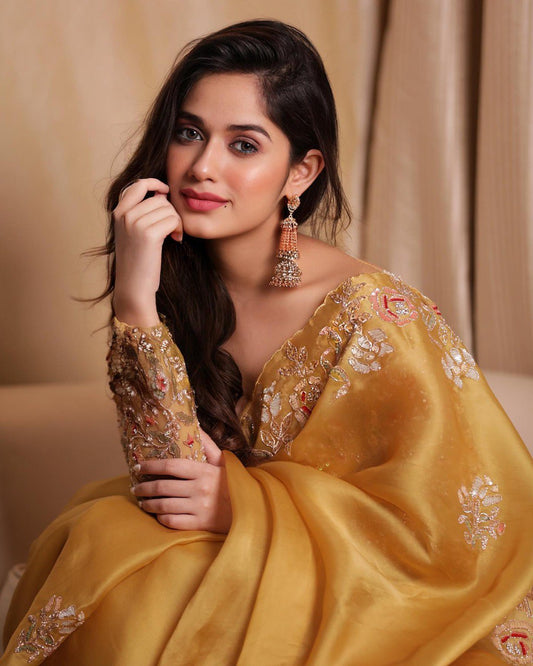 Trending Yellow Color Soft Organza Saree