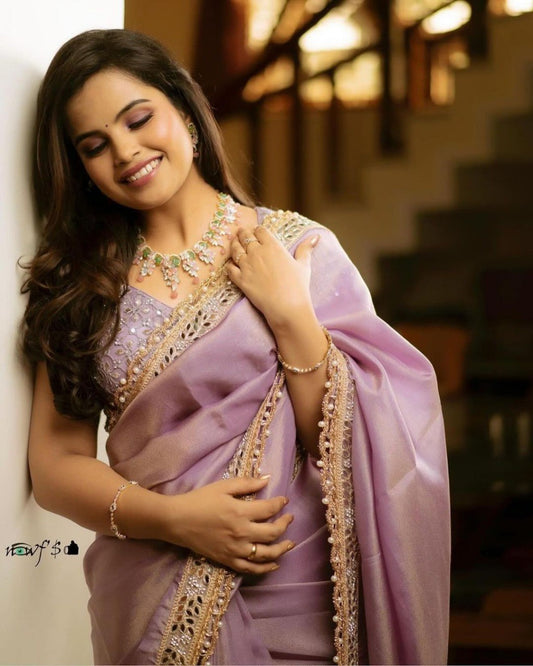 Purple Color Tissue silk Saree