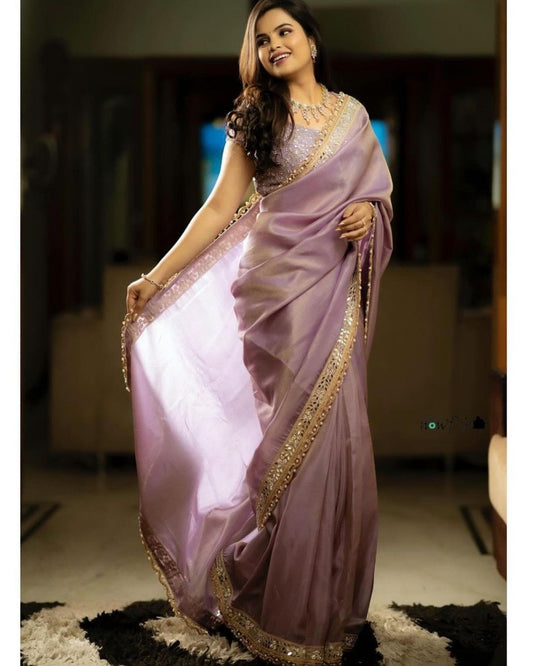 Purple Color Tissue silk Saree
