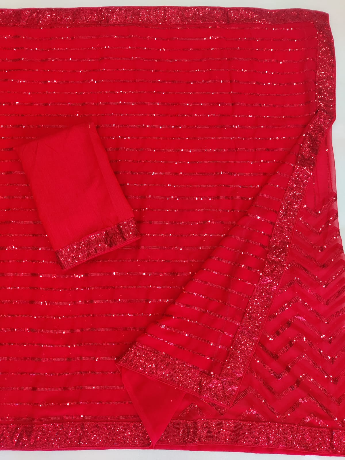 Red Color Party wear Saree.