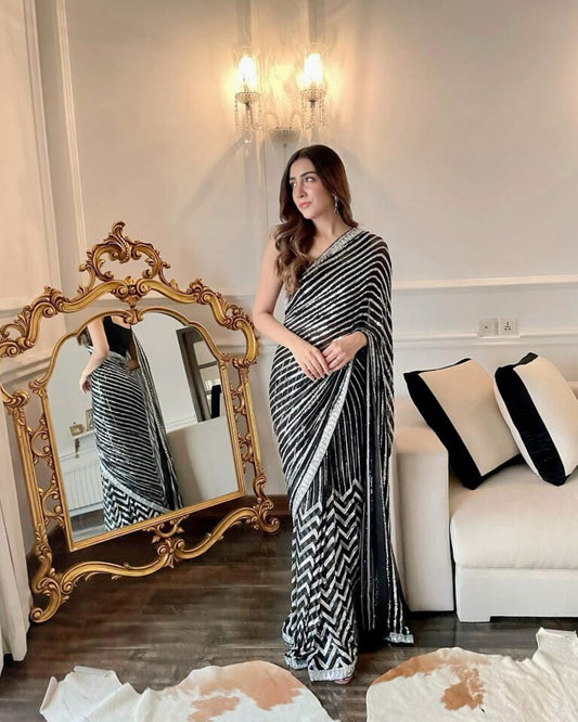 Black Color Party wear Saree.