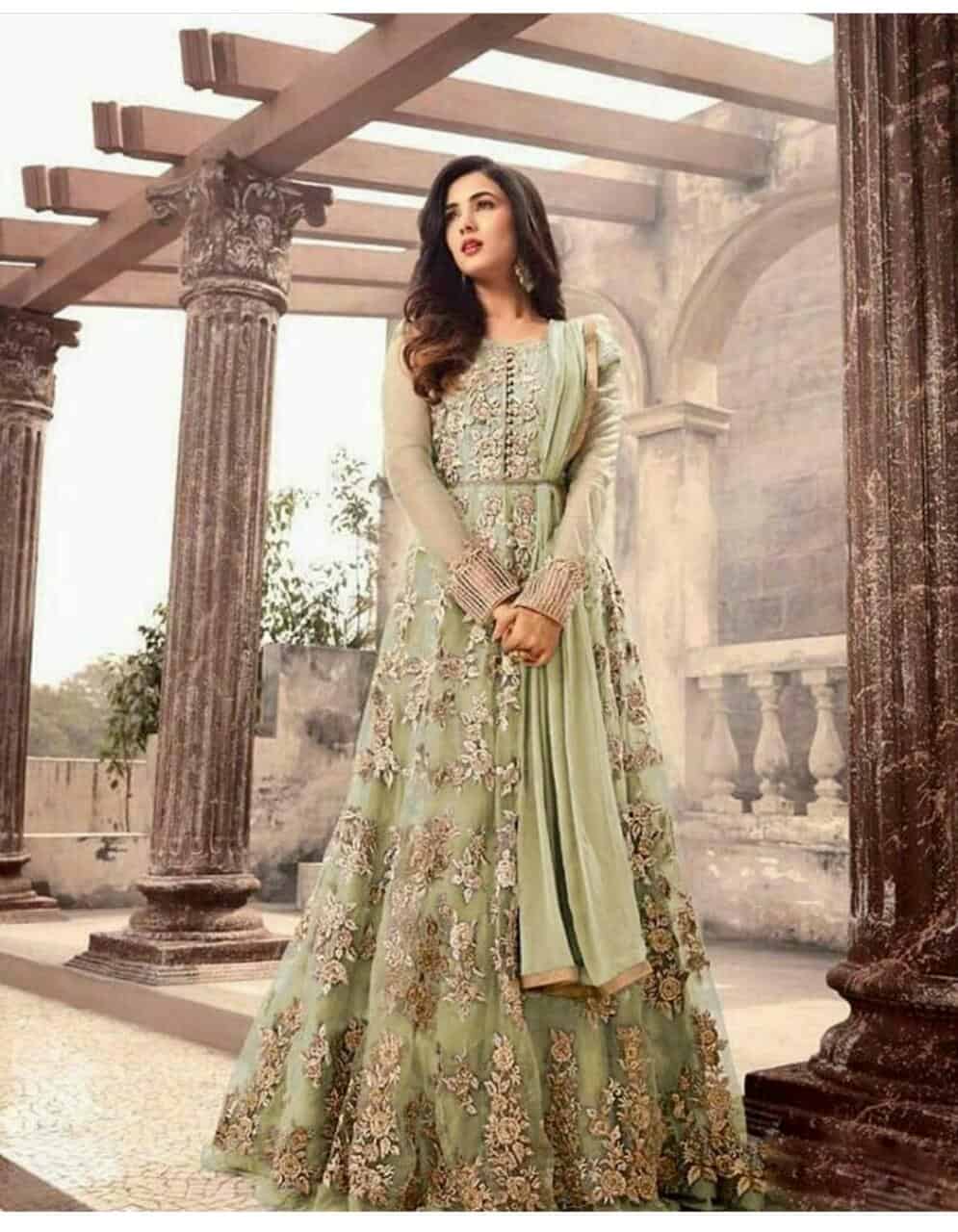 light green color anarkali