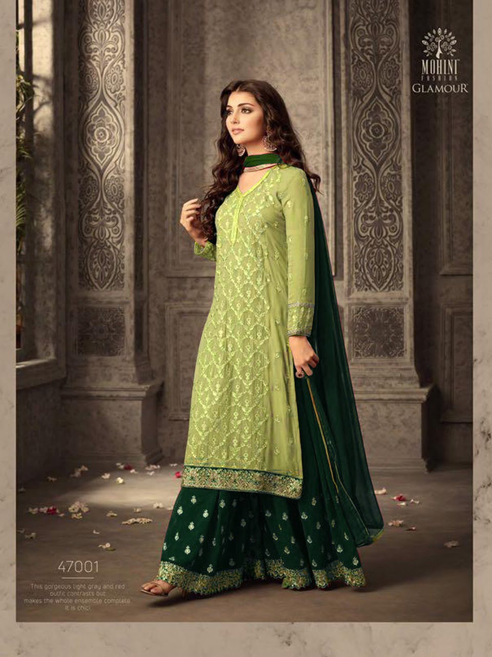 light green colour sharara suit