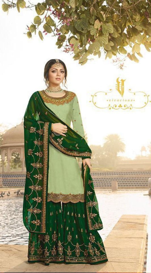 green plazo dress
