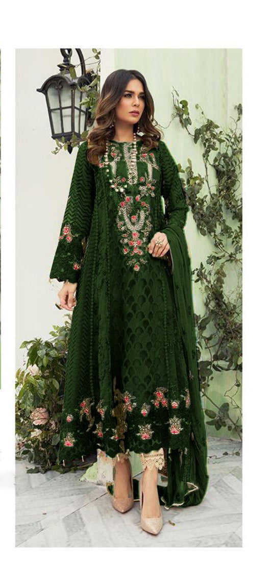 PERSIAN GREEN GRGT LONG SALWAR KAMEEZ SUIT DRESS MATERIAL w HEAVY EMB LADIES  DEN | eBay