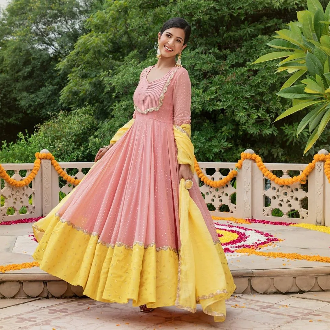 The Vendorvilla Women Gown Pink Dress - Buy The Vendorvilla Women Gown Pink  Dress Online at Best Prices in India | Flipkart.com