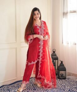 Trending Red Color Party Wear Salwar Suit