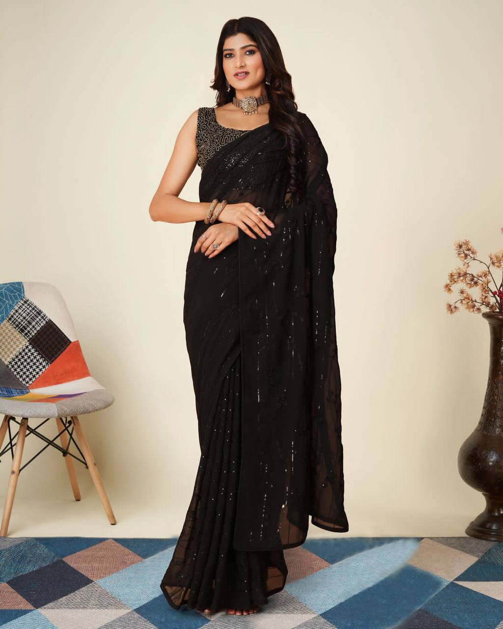 Buy Traditional Black Saree for Evening Occasion Hand Block Printed Tussar  Silk Saree Party Wear Saree Online in India - Etsy