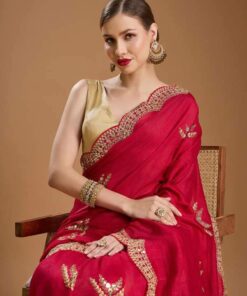 Red Color Vichitra Silk Party Wear Saree