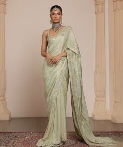 Pista Color Platinam Crush Embroidery and Real Mirror Party Wear Saree