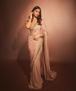 Suhana Khan Saree in Platinam Crush Silk With Embroidery and Real Mirror Saree